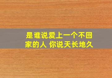 是谁说爱上一个不回家的人 你说天长地久